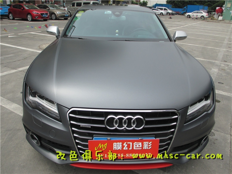 奧迪A7全車貼膜改色施工德國PWF電光金屬碳灰