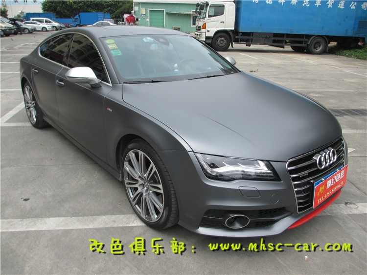 奧迪A7全車貼膜改色施工德國PWF電光金屬碳灰