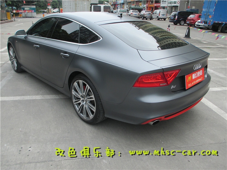 奧迪A7全車貼膜改色施工德國PWF電光金屬碳灰