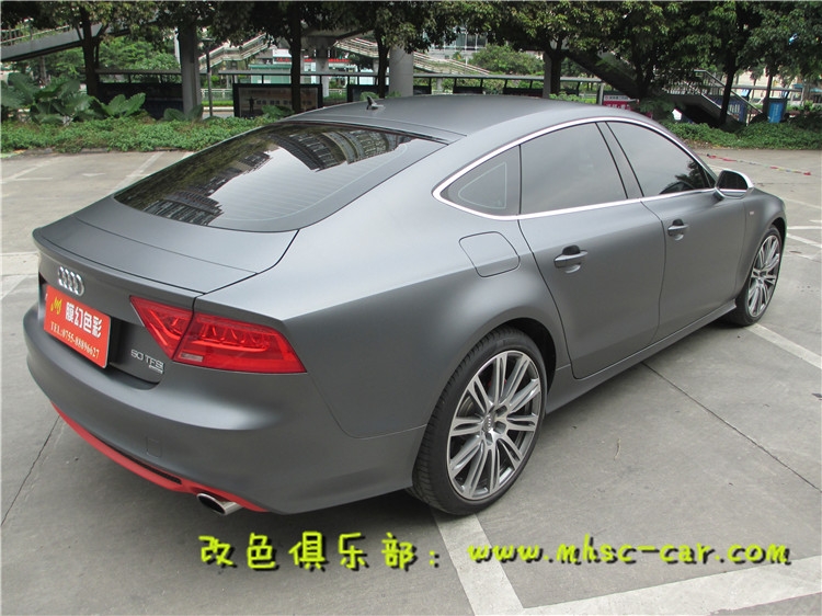 奧迪A7全車貼膜改色施工德國PWF電光金屬碳灰
