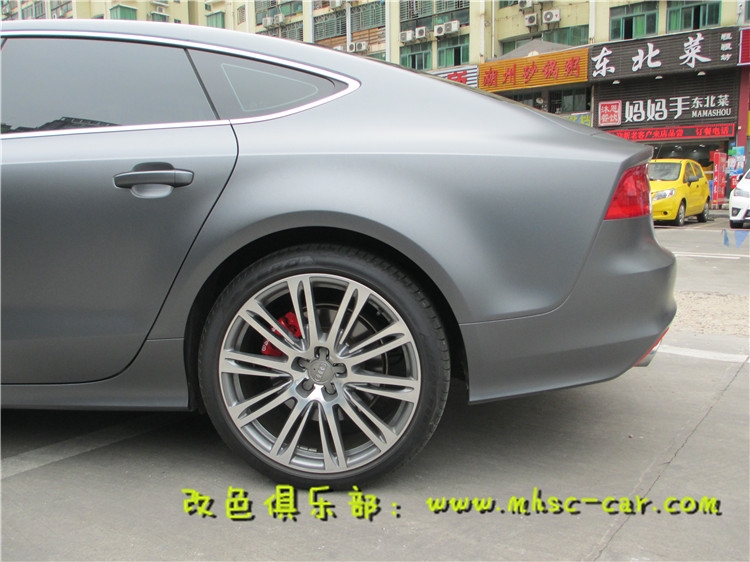 奧迪A7全車貼膜改色施工德國PWF電光金屬碳灰