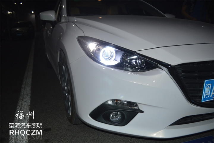福州汽車改燈 昂克賽拉車燈升級(jí)全新歐司朗套裝海拉五透鏡第三輛 福州榮海汽車照明