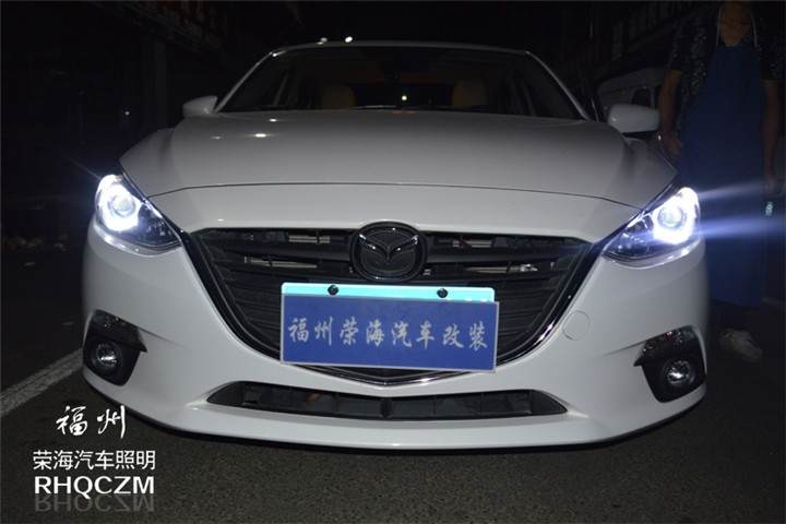 福州汽車改燈 昂克賽拉車燈升級(jí)全新歐司朗套裝海拉五透鏡第三輛 福州榮海汽車照明