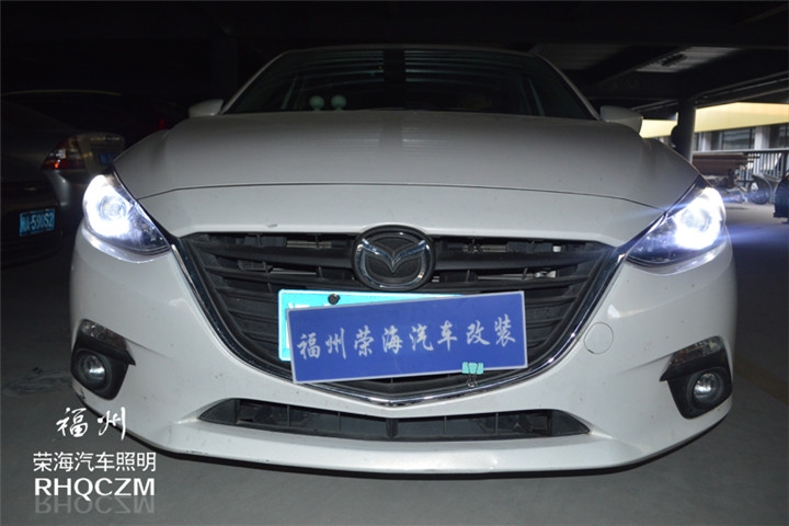 福州車(chē)燈升級(jí) 昂克賽拉大燈升級(jí)全新歐司朗套裝海拉五雙光透鏡第六輛 福州榮海照明