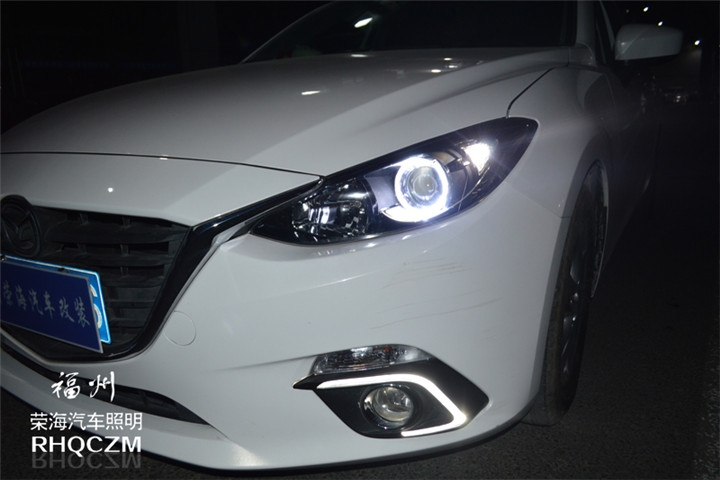 福州氙氣燈 昂克賽拉汽車大燈改裝歐司朗套裝海拉五雙光透鏡第七輛 福州榮海汽車照明