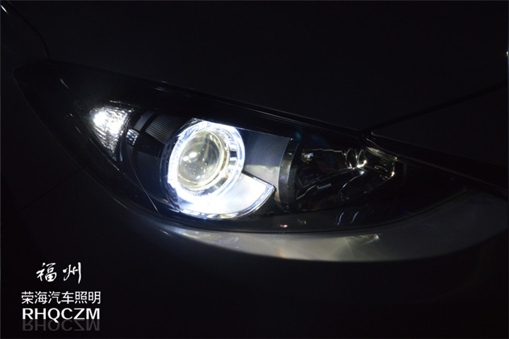 福州氙氣燈 昂克賽拉汽車大燈改裝歐司朗套裝海拉五雙光透鏡第七輛 福州榮海汽車照明