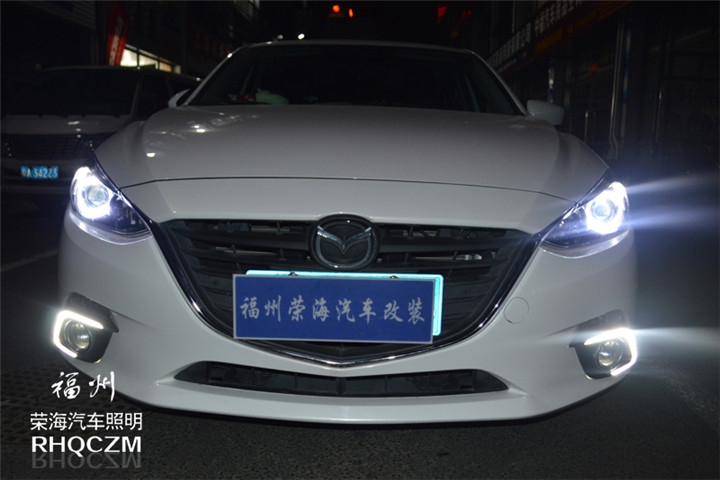 福州氙氣燈 昂克賽拉汽車大燈改裝歐司朗套裝海拉五雙光透鏡第七輛 福州榮海汽車照明