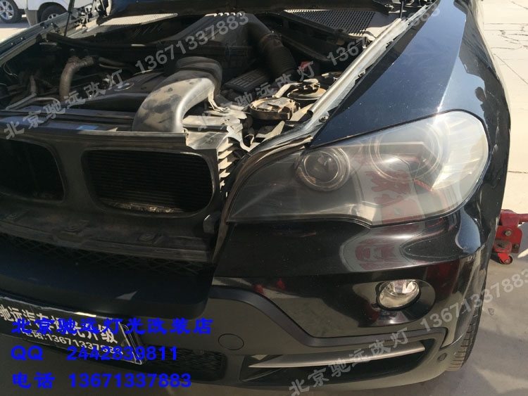寶馬X5 X6 車燈改裝 大燈增亮 天使眼黃色改白色 北京改燈
