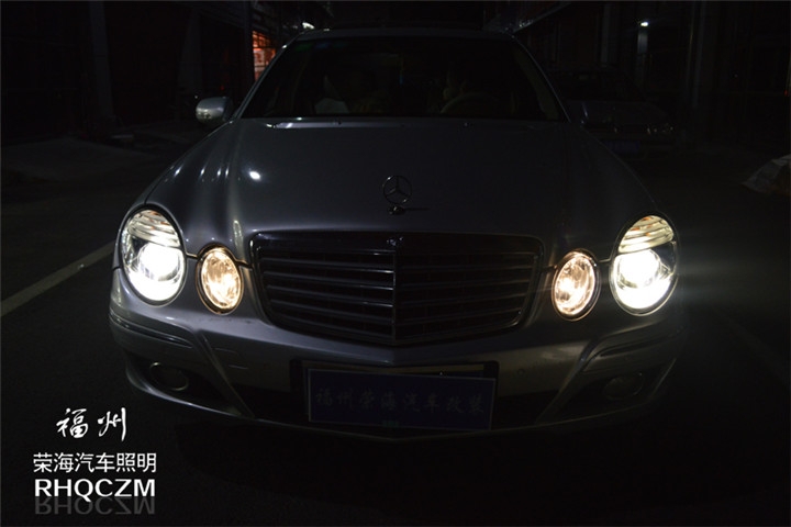 福州奔馳車燈改裝 奔馳E280大燈升級(jí)原廠全新大燈總成 福州榮海照明