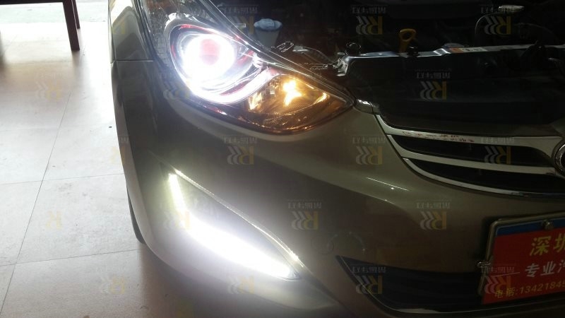 現(xiàn)代瑞納車(chē)燈升級(jí)方案 氙氣大燈博士21點(diǎn)透鏡+全新歐司