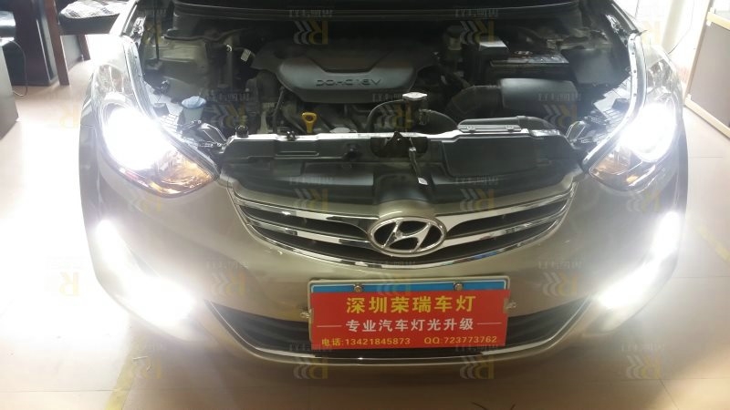 現(xiàn)代瑞納車(chē)燈升級(jí)方案 氙氣大燈博士21點(diǎn)透鏡+全新歐司