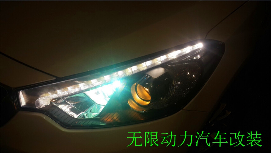 濰坊起亞K3改裝氙氣燈，LED淚眼
