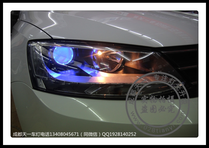 成都新速騰改車燈升級Q5雙光透鏡氙氣燈