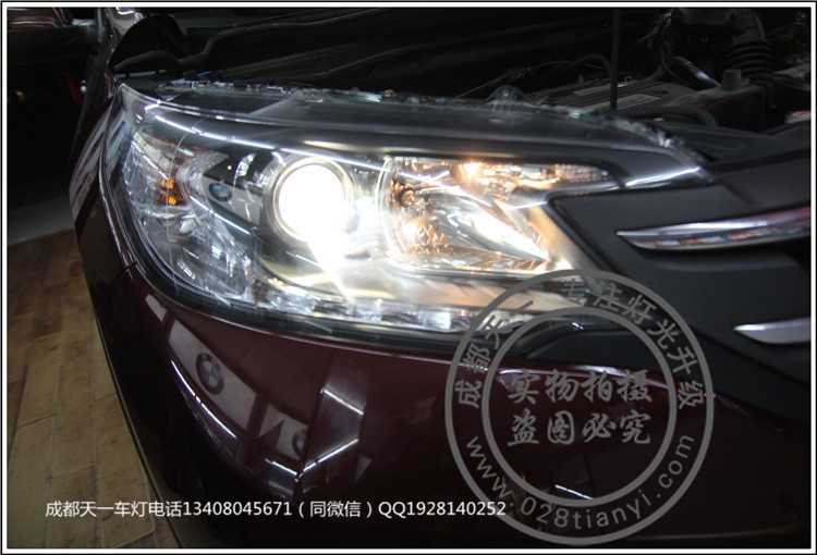 成都本田CRV車燈改裝升級歐司朗氙氣燈Q5雙光透鏡