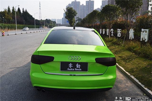 湖南長沙奧迪A4車身貼膜，亮光綠-零動汽車改裝