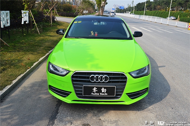 湖南長沙奧迪A4車身貼膜，亮光綠-零動汽車改裝