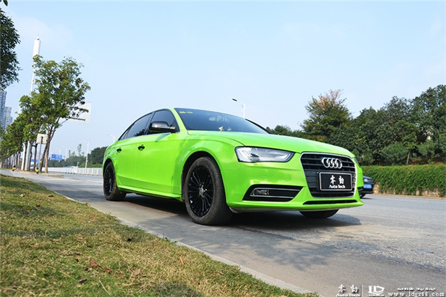 湖南長沙奧迪A4車身貼膜，亮光綠-零動汽車改裝