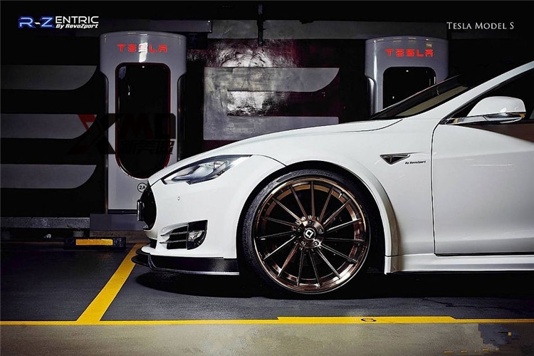 特斯拉MODEL S改裝 Revozport碳纖維壓尾翼 鴨尾 前唇后唇包圍