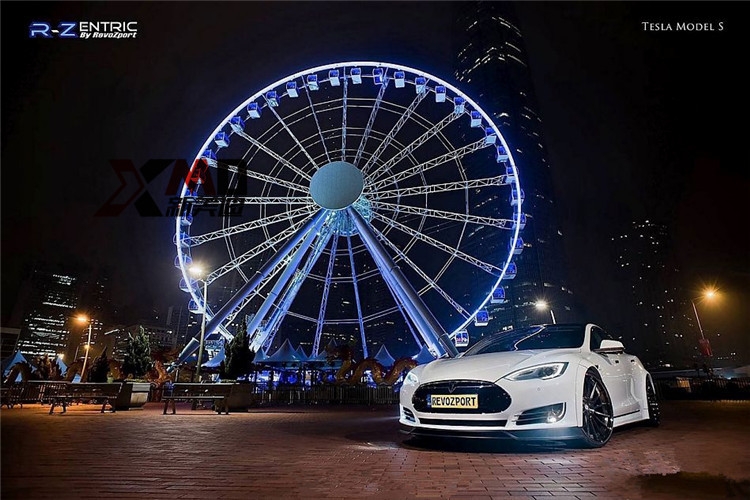 特斯拉MODEL S改裝 Revozport碳纖維壓尾翼 鴨尾 前唇后唇包圍