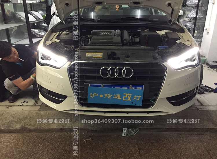 上海奧迪A3低配鹵素?zé)舾难b原廠高配雙光透鏡氙氣大燈總成 電腦編程解碼