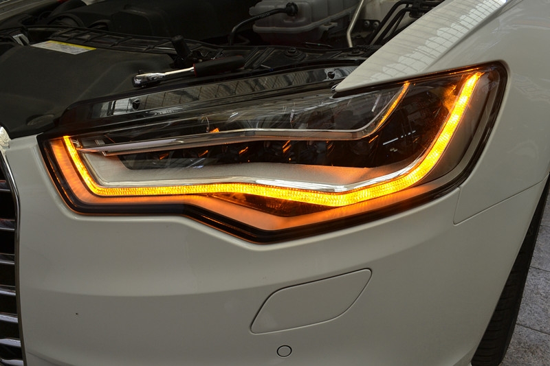 上海奧迪C7 新A6L原車氙氣大燈總成改裝原廠高配全LED大燈總成