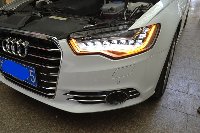 上海奧迪C7 新A6L原車氙氣大燈總成改裝原廠高配全LED大燈總成