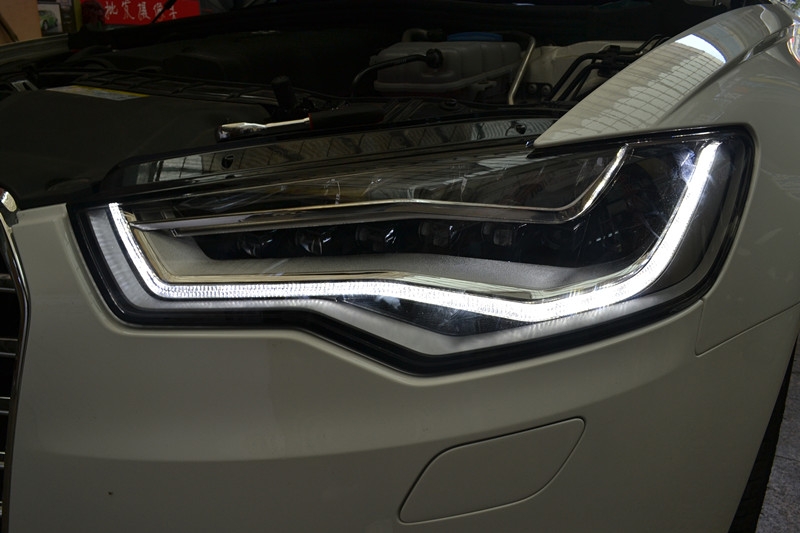 上海奧迪C7 新A6L原車氙氣大燈總成改裝原廠高配全LED大燈總成