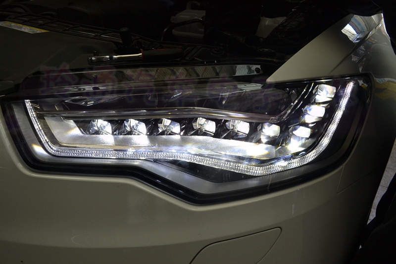 上海奧迪C7 新A6L原車氙氣大燈總成改裝原廠高配全LED大燈總成