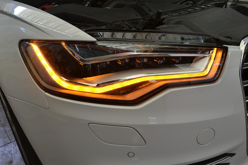 上海奧迪C7 新A6L原車氙氣大燈總成改裝原廠高配全LED大燈總成
