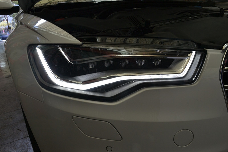 上海奧迪C7 新A6L原車氙氣大燈總成改裝原廠高配全LED大燈總成