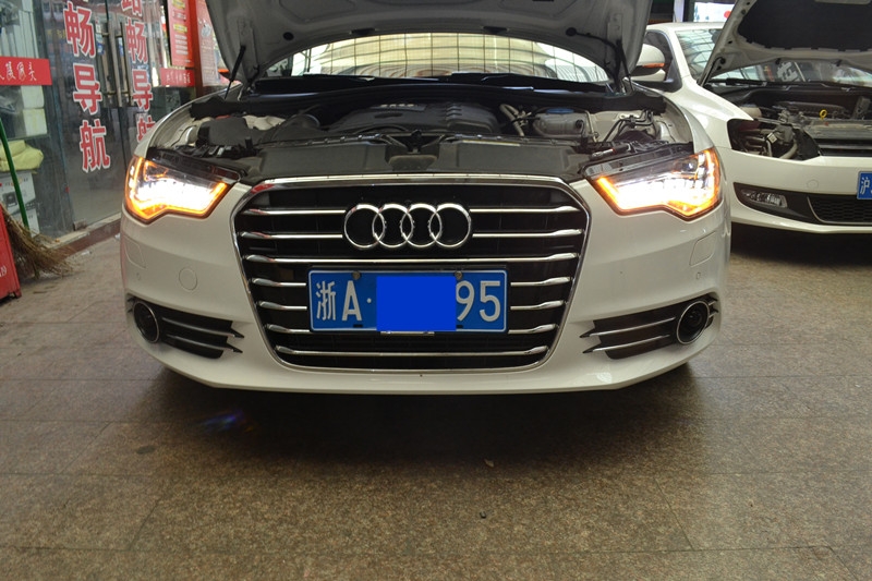 上海奧迪C7 新A6L原車氙氣大燈總成改裝原廠高配全LED大燈總成