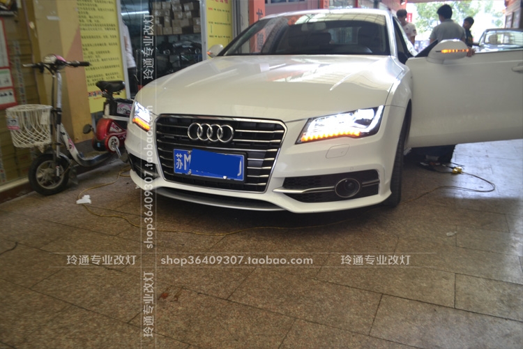 上海奧迪A7原車燈改裝頂配全LED大燈總成 電腦編程