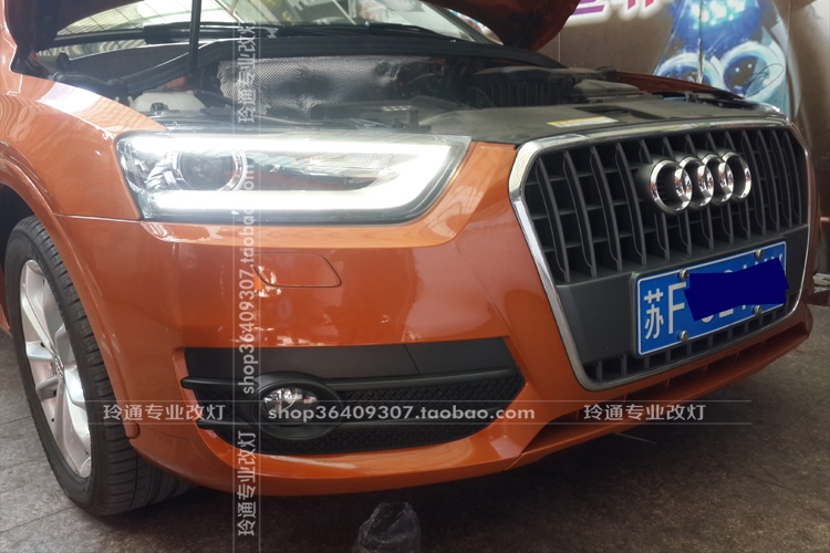 上海奧迪Q3原車鹵素?zé)舾难b原廠高配雙光透鏡氙氣大燈總成 電腦編程解碼