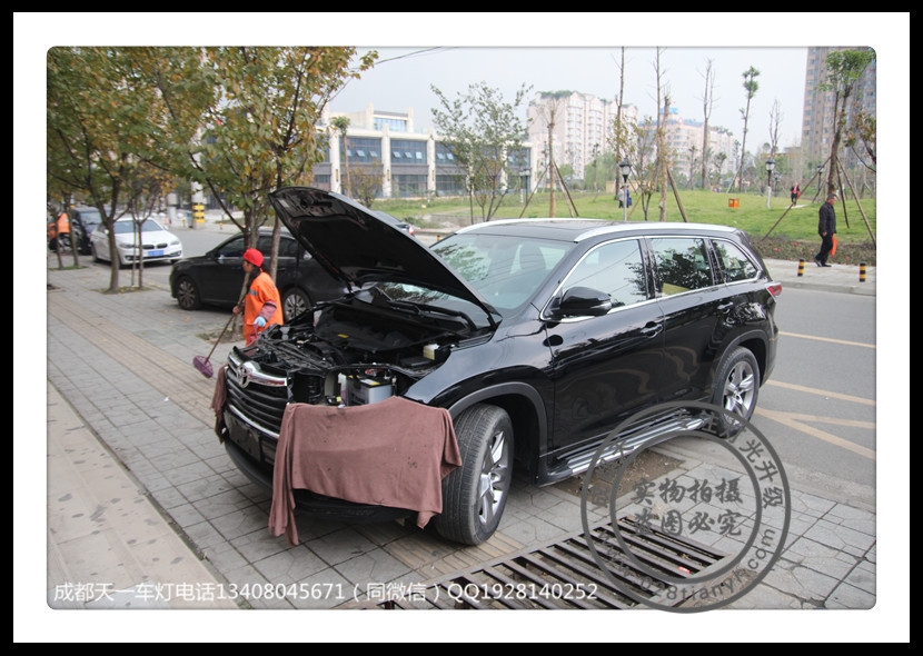 成都15款漢蘭達車燈改裝氙氣燈雙光透鏡