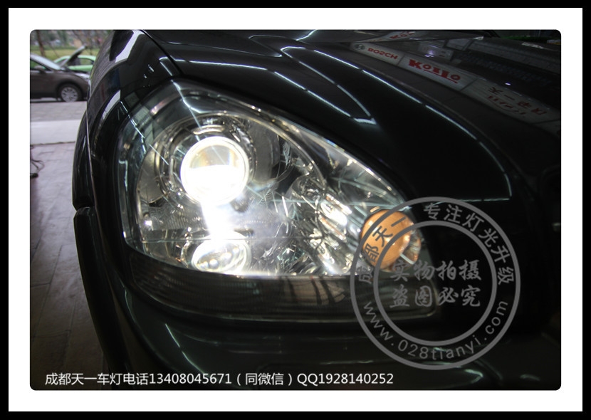 成都現(xiàn)代途勝車燈改裝雙光透鏡氙氣燈