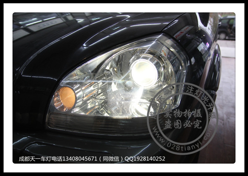 成都現(xiàn)代途勝車燈改裝雙光透鏡氙氣燈