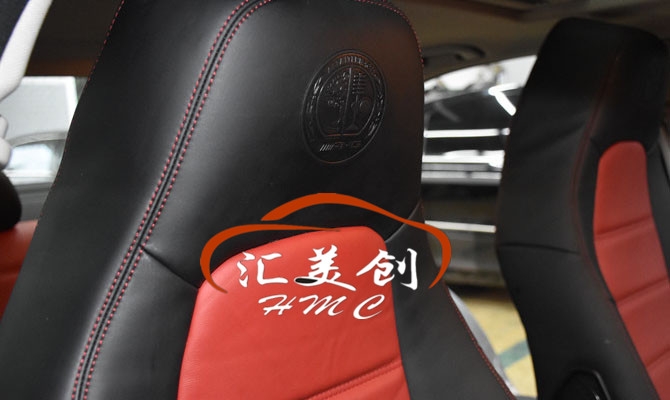 奔驰C200内饰翻新真皮改装座椅门板手缝方向盘