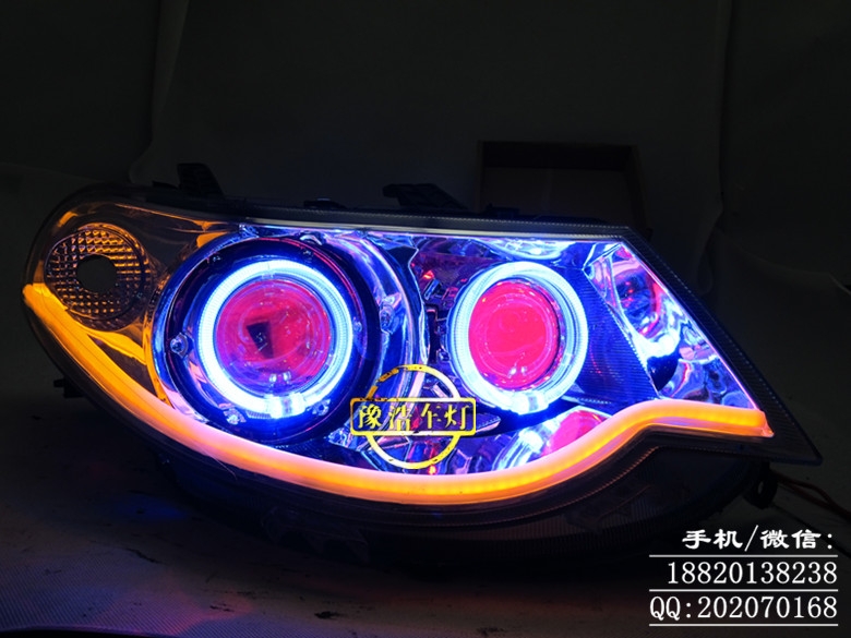 五菱宏光/S 燈光升級(jí)：四透鏡+LED導(dǎo)光日行燈（LED水晶淚眼）+LED寶馬天使眼+惡魔眼