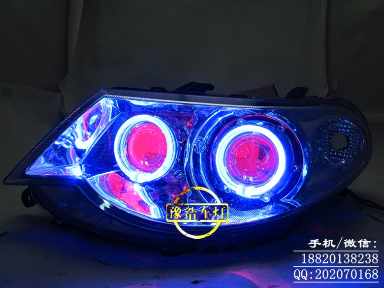 五菱宏光/S 燈光升級(jí)：四透鏡+LED導(dǎo)光日行燈（LED水晶淚眼）+LED寶馬天使眼+惡魔眼