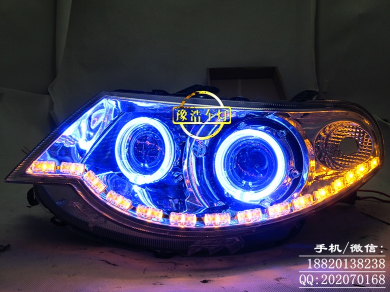 五菱宏光/S 燈光升級(jí)：四透鏡+LED導(dǎo)光日行燈（LED水晶淚眼）+LED寶馬天使眼+惡魔眼