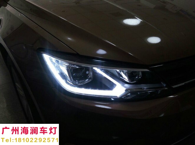 【廣州海瀾車燈】-大眾凌渡升級精剛Q5雙光透鏡+導(dǎo)光淚眼