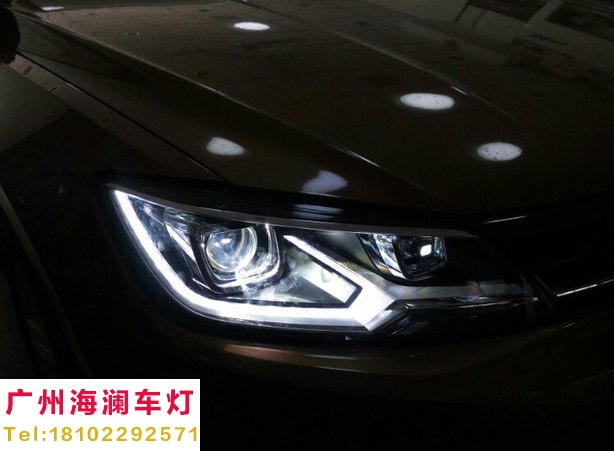 【廣州海瀾車燈】-大眾凌渡升級精剛Q5雙光透鏡+導(dǎo)光淚眼