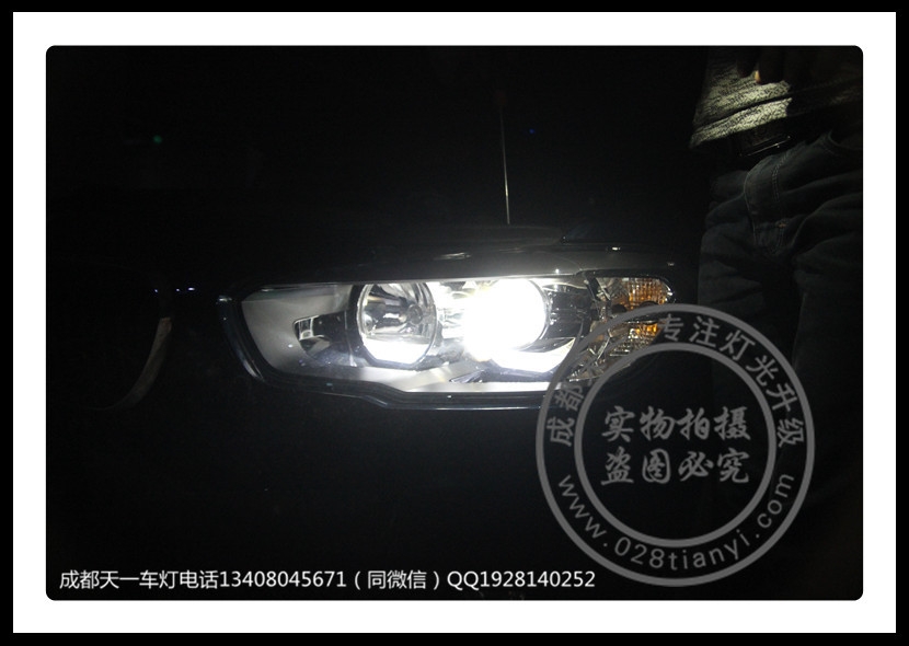 成都寶馬118車燈改裝海拉3雙光透鏡歐司朗氙氣燈