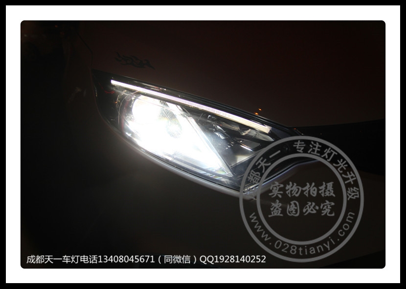 成都長(zhǎng)安逸動(dòng)XT改燈車(chē)燈改裝Q5雙光透鏡LED紅色惡魔眼