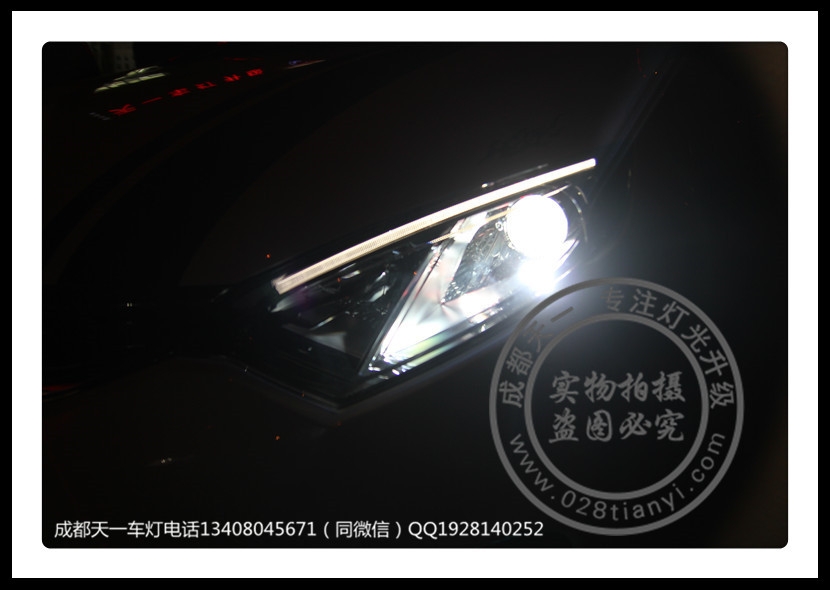 成都長(zhǎng)安逸動(dòng)XT改燈車(chē)燈改裝Q5雙光透鏡LED紅色惡魔眼