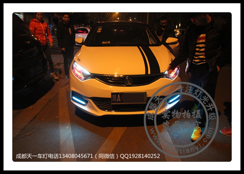 成都長(zhǎng)安逸動(dòng)XT改燈車(chē)燈改裝Q5雙光透鏡LED紅色惡魔眼