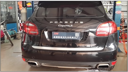 成都保時(shí)捷卡宴3.0T改裝TURBO大嘴，REMUS四出排氣等