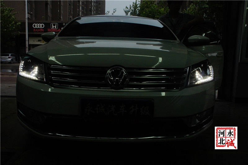 【石家莊永誠改燈】邁騰改裝高配車燈，LED日行燈