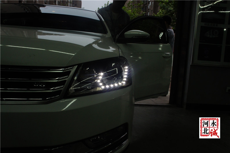 【石家莊永誠改燈】邁騰改裝高配車燈，LED日行燈