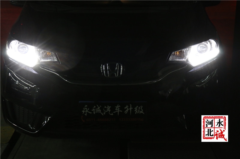 【石家莊永誠改燈】本田飛度改裝飛利浦4300K氙氣燈，Q5小糸透鏡